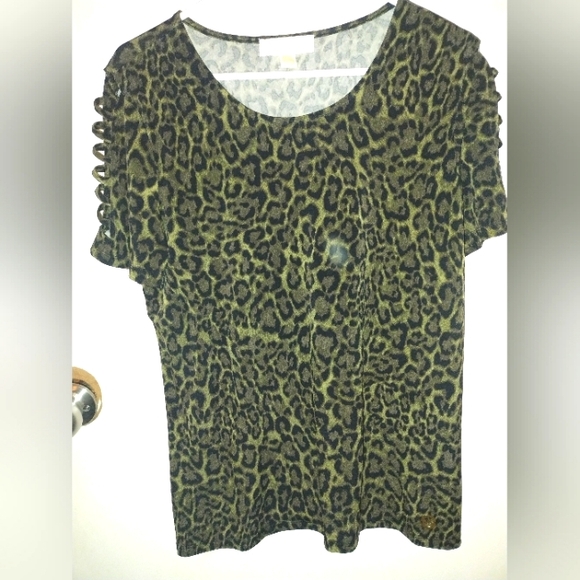 Green Leopard Michael Kors Top Size L - Picture 1 of 3